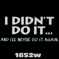 Click to order printed t-shirt 1652w... I Didn't Do It... And I'll Never Do it Again